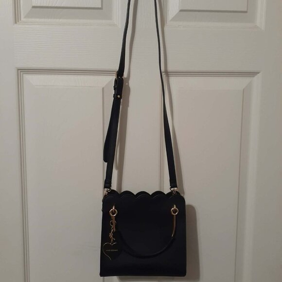 Like Dreams Scalloped Top Black Bag with Heart Charms - Picture 4 of 16